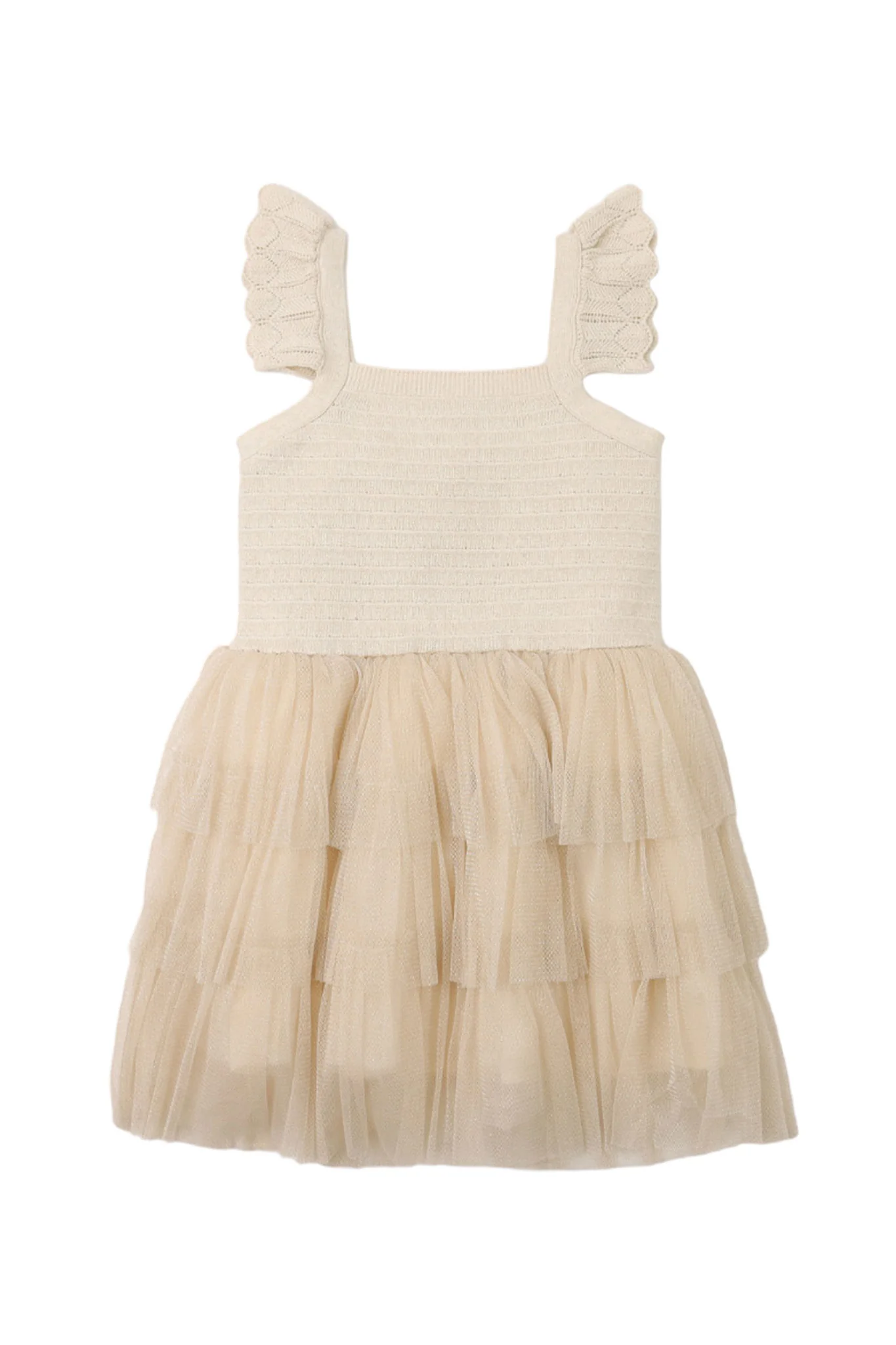 Gingersnaps Ruffle Sleeve Knit Dress with Tier Tulle Skirt - Image 32