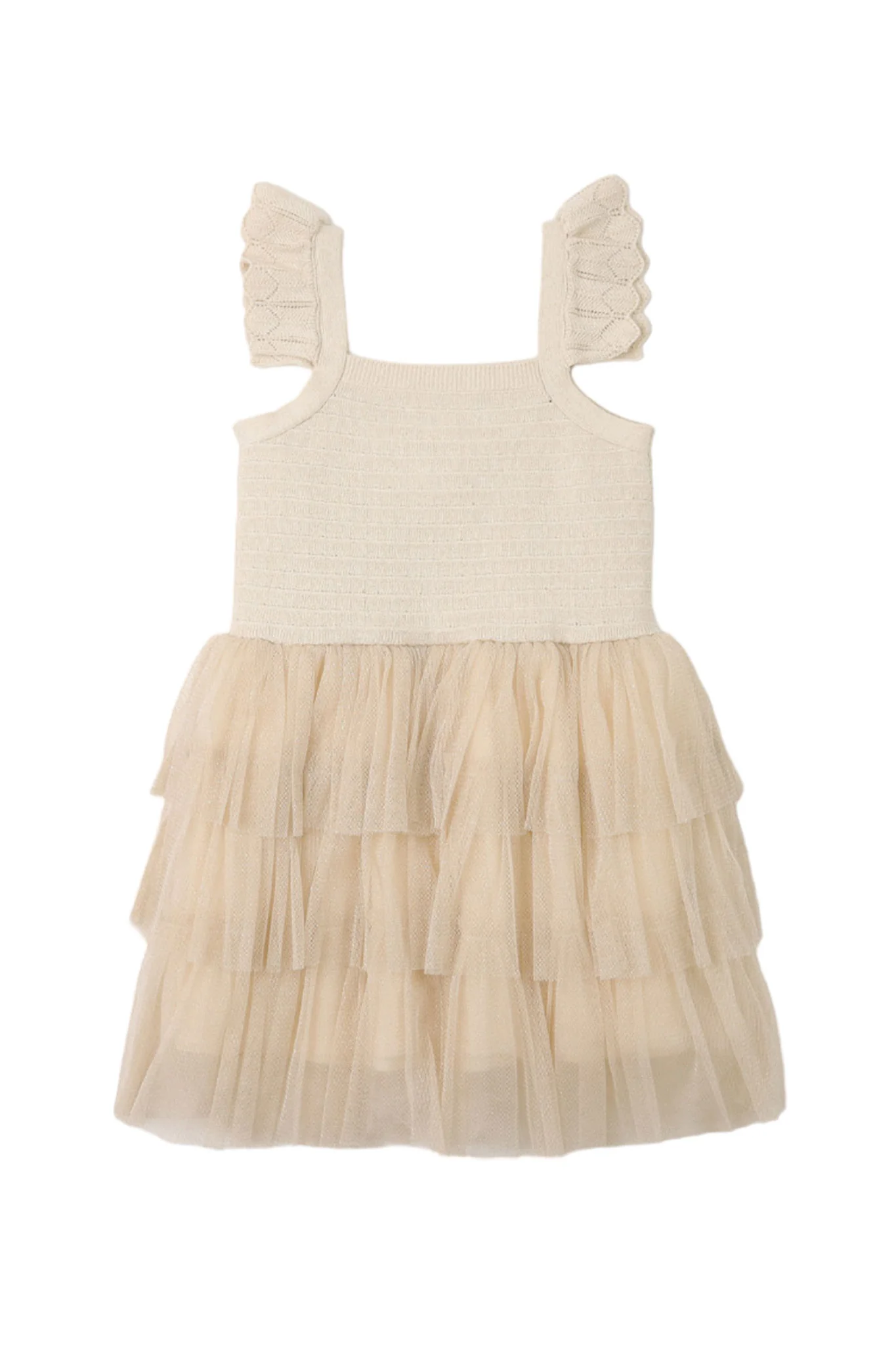 Gingersnaps Ruffle Sleeve Knit Dress with Tier Tulle Skirt - Image 7